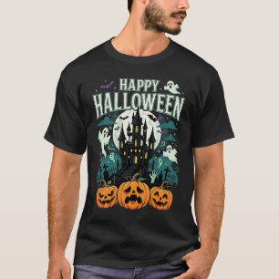 Camiseta Feliz Dia das Bruxas Castelo Assombrado Fantasmas