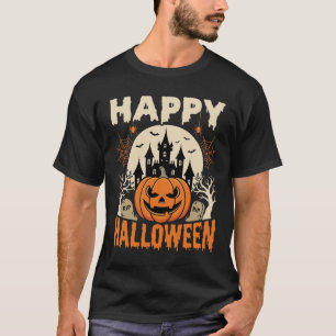 Camiseta Feliz Dia das Bruxas Castelo Assombrado Jack O Lan