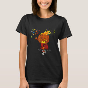 Camiseta Feliz Dia Das Bruxas Com O Rapaz Da Abóbora Dando
