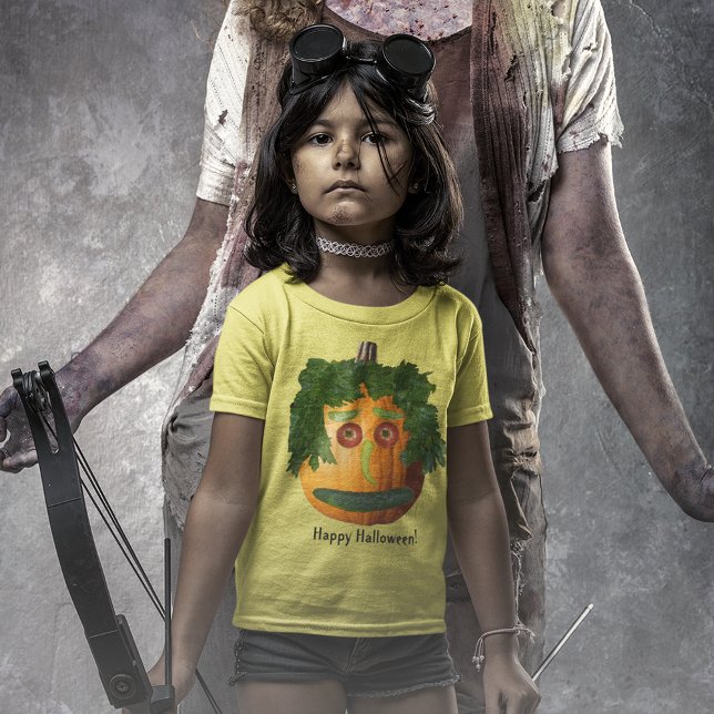 Camiseta Feliz Dia das Bruxas Comida de Abóbora Cabeça de A (Happy Halloween Food Pumpkin Face Kids Shirt)