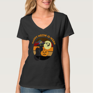 Camiseta Feliz Dia das Bruxas, Cute Black Cat Party Cos
