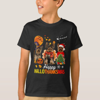Camiseta Feliz Dia das Bruxas de Hallothanksmas Feliz Yorki
