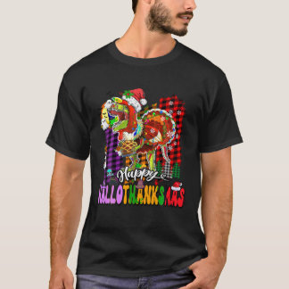 Camiseta Feliz Dia das Bruxas de Hallothanksmas Trex Turqui