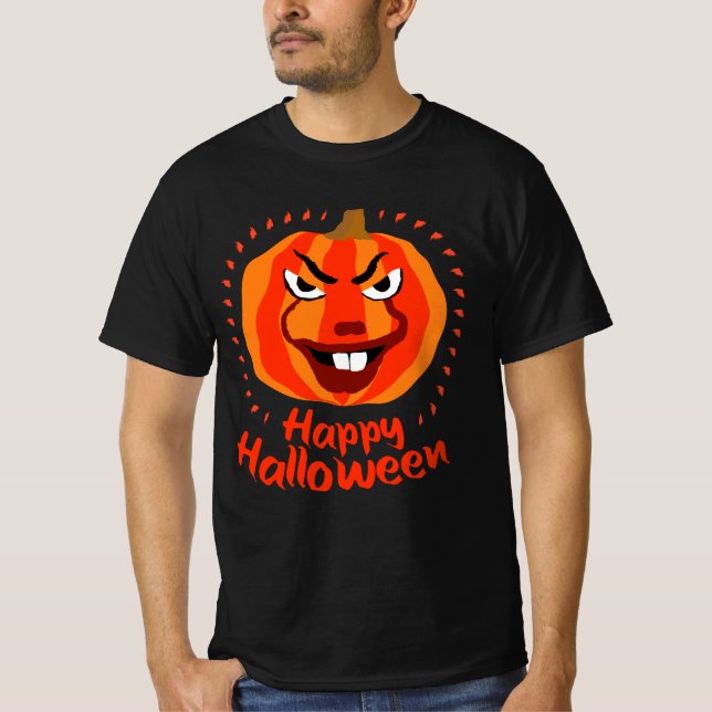 Camiseta 🎃 Feliz Dia das Bruxas - Engraçado, Assustador e  (Frente)