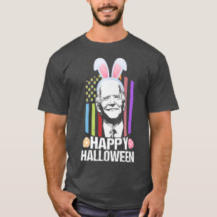 Camiseta Feliz Dia das Bruxas Engraçado Bunny Biden Para Pá
