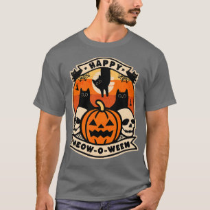 Camiseta Feliz Dia das Bruxas Entre Gatos Negros Cujos Gato