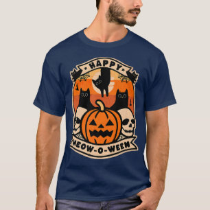 Camiseta Feliz Dia das Bruxas Entre Gatos Negros Cujos Gato