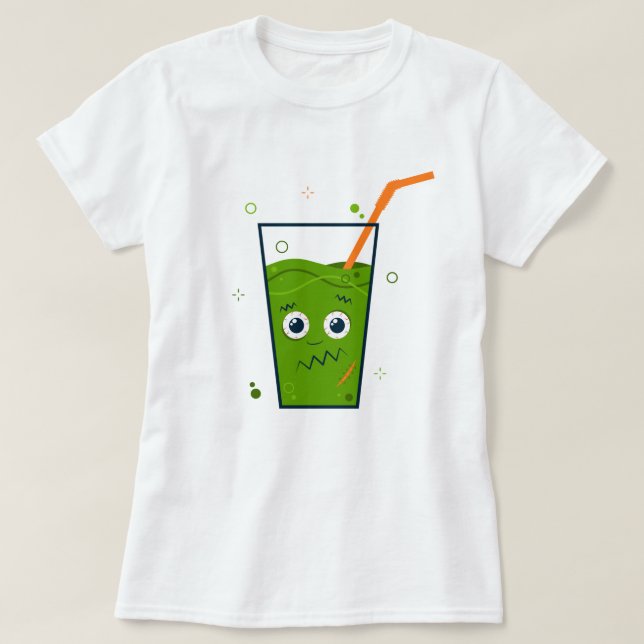 Camiseta Feliz Dia das Bruxas | Frankenstein Straw & Drink (Frente do Design)