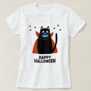 Camiseta Feliz Dia das Bruxas   Gato Vestindo Uma Máscara