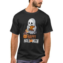 Camiseta "Feliz Dia das Bruxas", Ghost e Abóbora