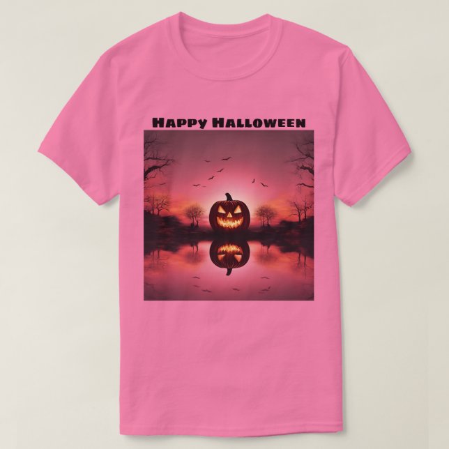 Camiseta Feliz Dia das Bruxas Jack O Lantern Sunset T-Shirt (Frente do Design)