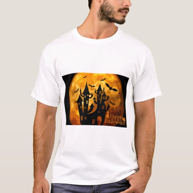 Camiseta Feliz Dia das Bruxas (Lua Cheia) (Frente)