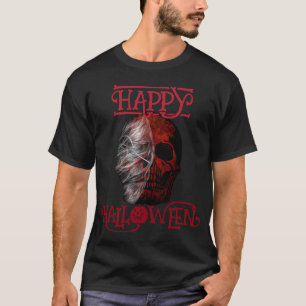 Camiseta Feliz Dia das Bruxas Morte Vermelho Negro Vermelho