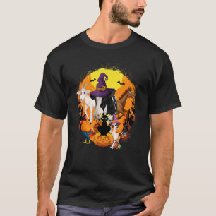 Camiseta Feliz Dia das Bruxas Negra Gata Negra Cão Vaca Suí