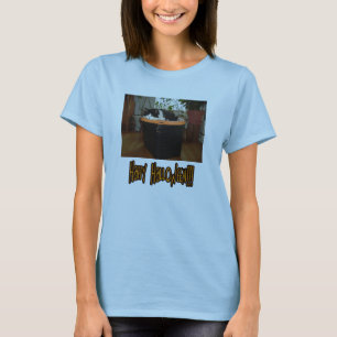 Camiseta Feliz Dia das Bruxas Negro e Branco