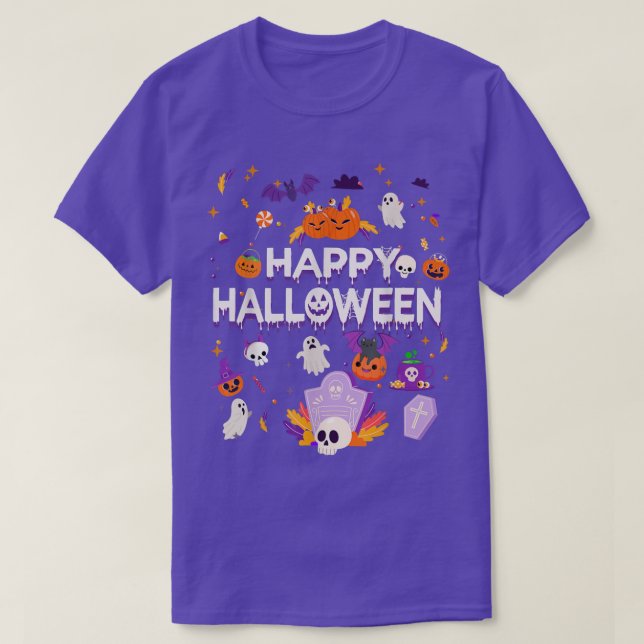 Camiseta Feliz Dia das Bruxas, Retron Kids Boo Ghost Pumpki (Frente do Design)