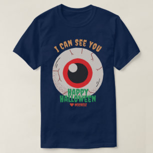 Camiseta Feliz Dia das Bruxas Simples, uma família de olhos