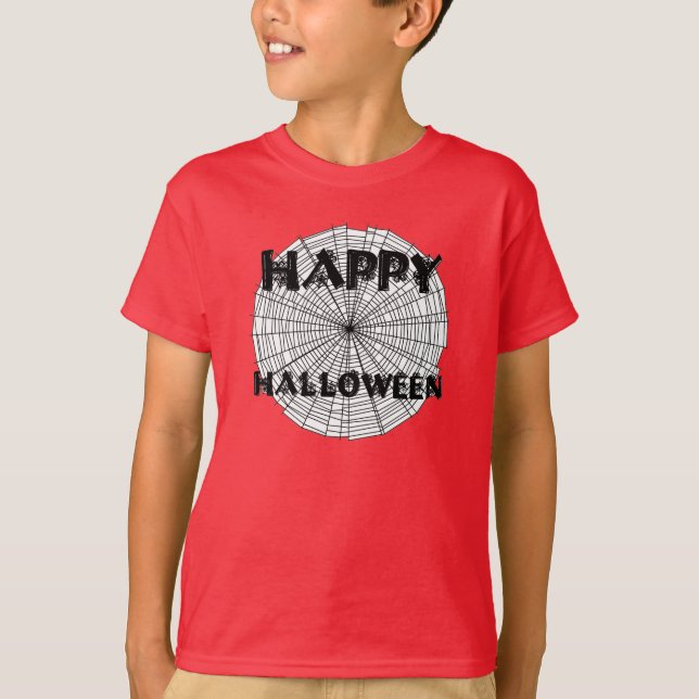 Camiseta Feliz Dia das Bruxas sobre Crianças de Aranha (Frente)