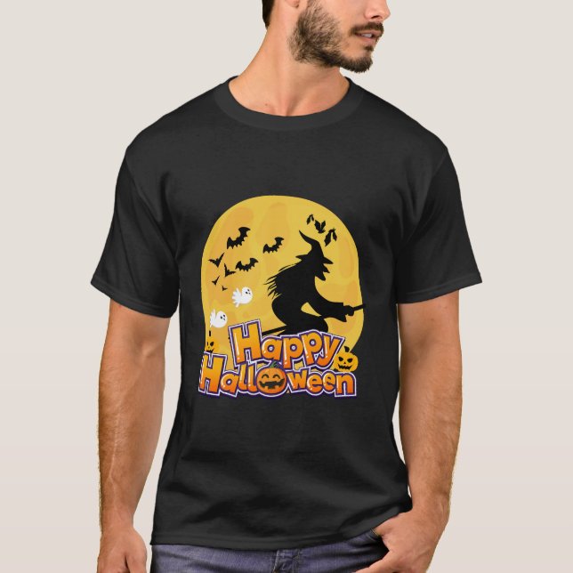 Camiseta Feliz Dia das Bruxas Spooky (Frente)
