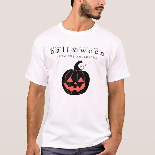 Camiseta Feliz Dia das Bruxas Spooky Jack-o'-lanterna (Frente)