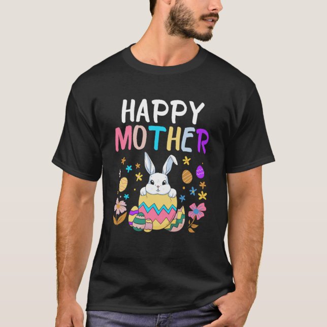 Camiseta Feliz Dia das Mães Felzs pascoa Mulheres Coelhinho (Frente)