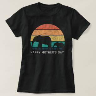 Camiseta Feliz Dia das Mães Mamãe Elefante e Bebê Elefante