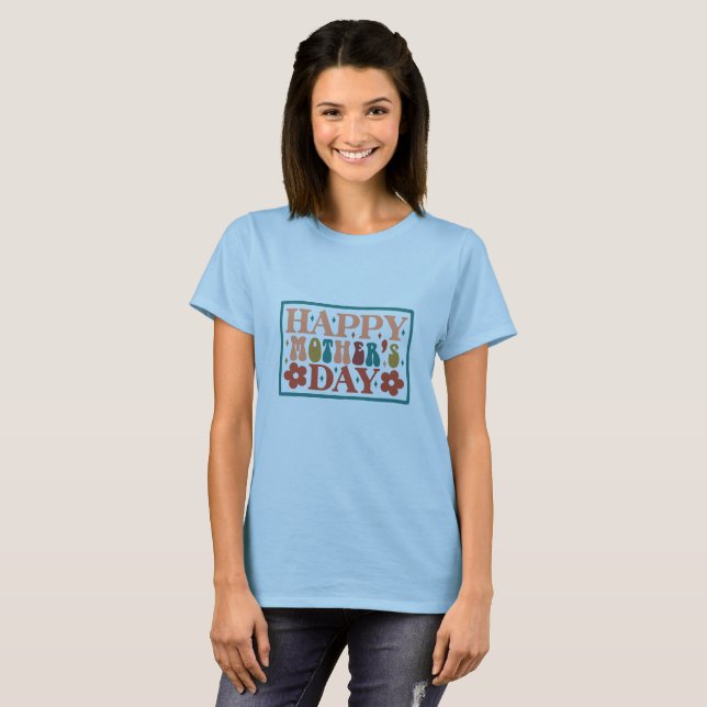 Camiseta Feliz Dia das Mães Tipografia Retro (Frente Completa)
