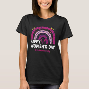 Camiseta Feliz Dia das Mulheres 2023 Embrace Equity Rainbow