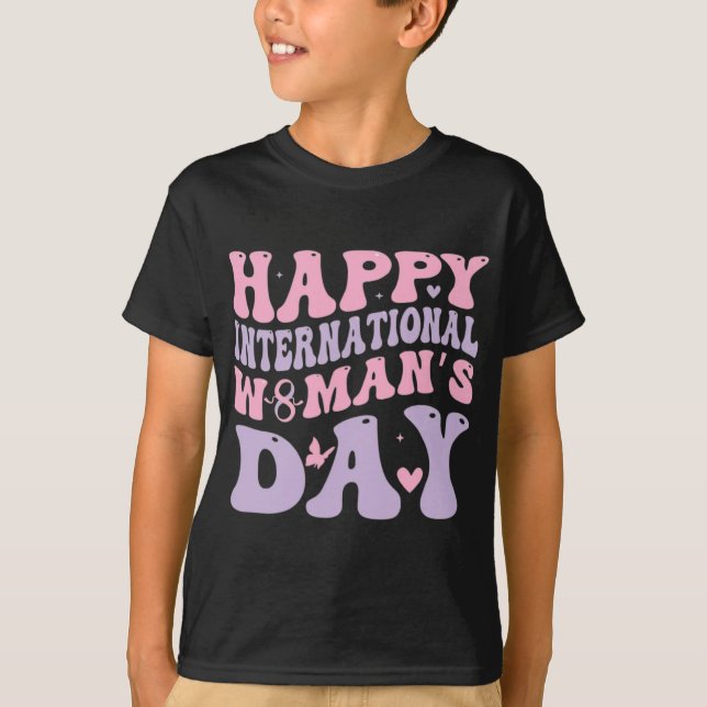 Camiseta Feliz Dia das Mulheres Design Retro (Frente)