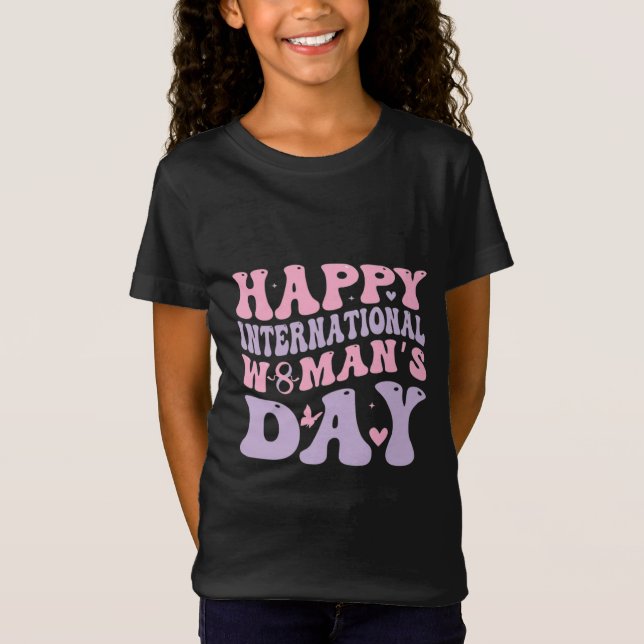 Camiseta Feliz Dia das Mulheres Design Retro (Frente)