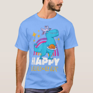 Camiseta Feliz Dia das Pernas com um Dinossauro para Ação d