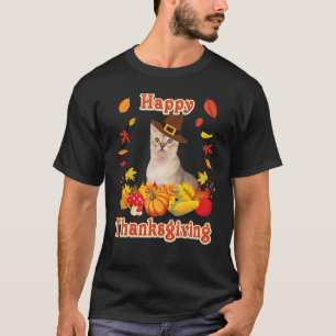 Camiseta Feliz Dia de Ação de Graças a Singapura Cat.
