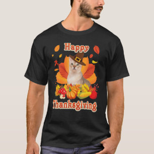 Camiseta Feliz Dia de Ação de Graças a Singapura Cat.