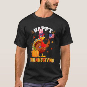 Camiseta Feliz Dia de Ação de Graças à Turquia Bandeira Ame