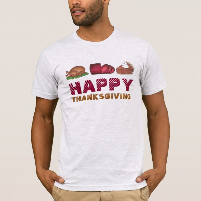 Camiseta Feliz Dia de Ação de Graças à Turquia Comida de pi (Frente)