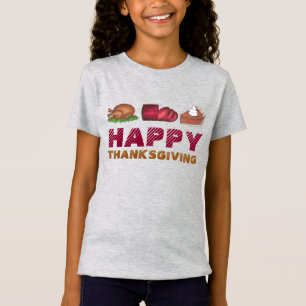 Camiseta Feliz Dia de Ação de Graças à Turquia Comida de pi