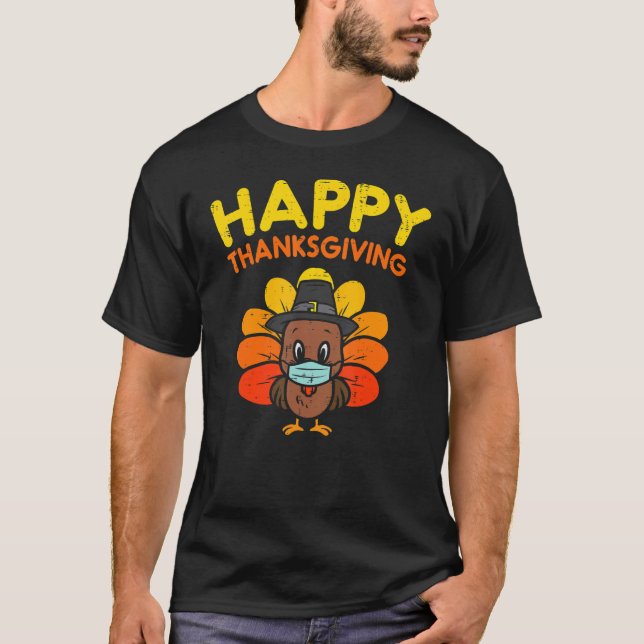 Camiseta Feliz Dia de Ação de Graças à Turquia Enfrentando  (Frente)