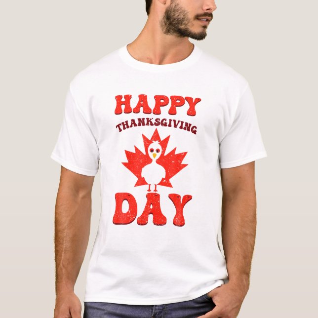 Camiseta Feliz Dia de Ação de Graças - A Turquia Fofa No Ca (Frente)