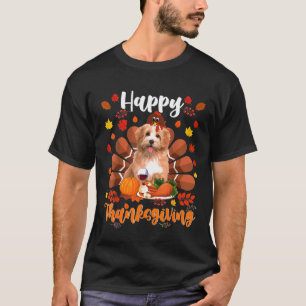 Camiseta Feliz Dia de Ação de Graças à Turquia Shih Tzu Dog