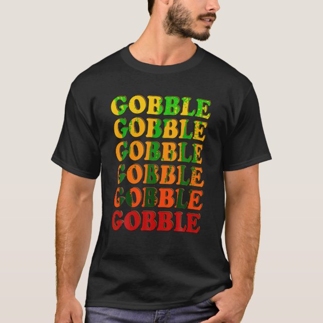 Camiseta Feliz Dia de Ação de Graças até sua família Wobble (Frente)