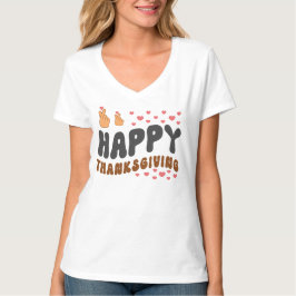 Camiseta Feliz Dia de Ação de Graças com Coração Coreano