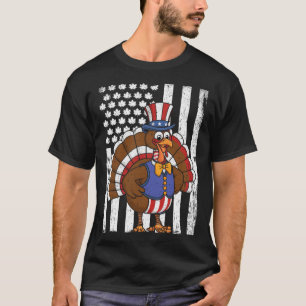 Camiseta Feliz Dia de Ação de Graças da Turquia Bandeira Am