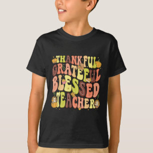 Camiseta Feliz Dia de Ação de Graças de Abençoada Professor