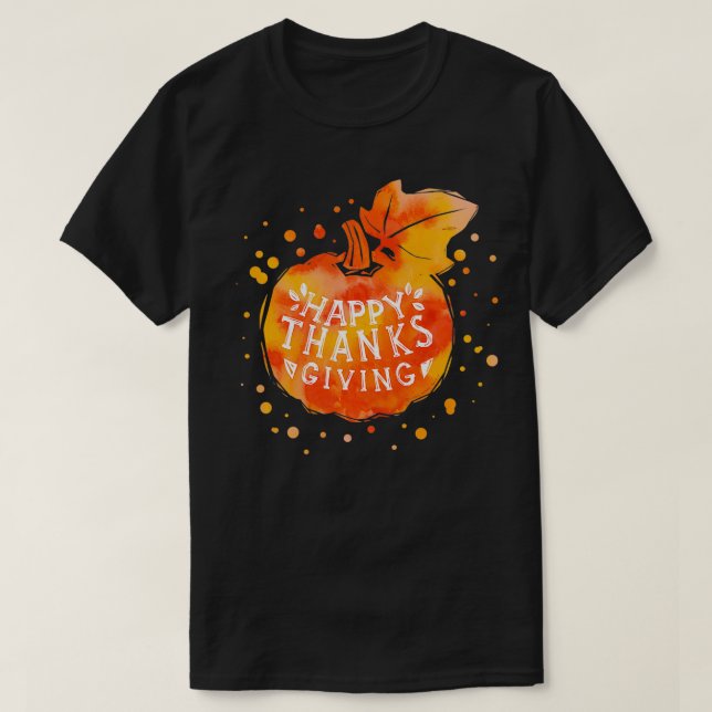 Camiseta Feliz Dia de Ação de Graças de Más Laranja de Outo (Frente do Design)