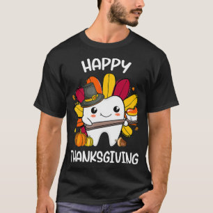 Camiseta Feliz Dia de Ação de Graças Dente Dental Squad
