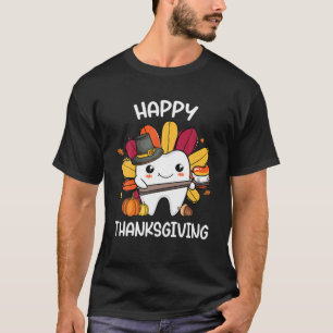 Camiseta Feliz Dia de Ação de Graças Dente Dental Squad