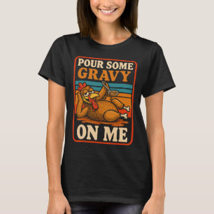 Camiseta Feliz Dia de Ação de Graças Derrame Molho Sobre M
