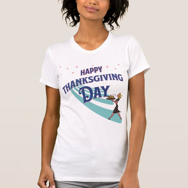 Camiseta Feliz Dia de Ação de Graças - Design de Férias Fes (Frente)