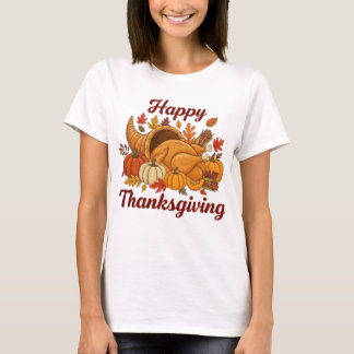 Camiseta Feliz Dia de Ação de Graças Design — Folhas de Out