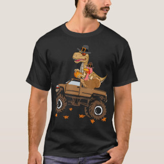 Camiseta Feliz Dia de Ação de Graças Dinossauro Turquia Cam